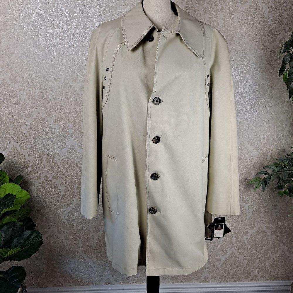 London Fog Maincoats Hughes Size 44 Reg Beige Trench Coat Buttons Lined NWT